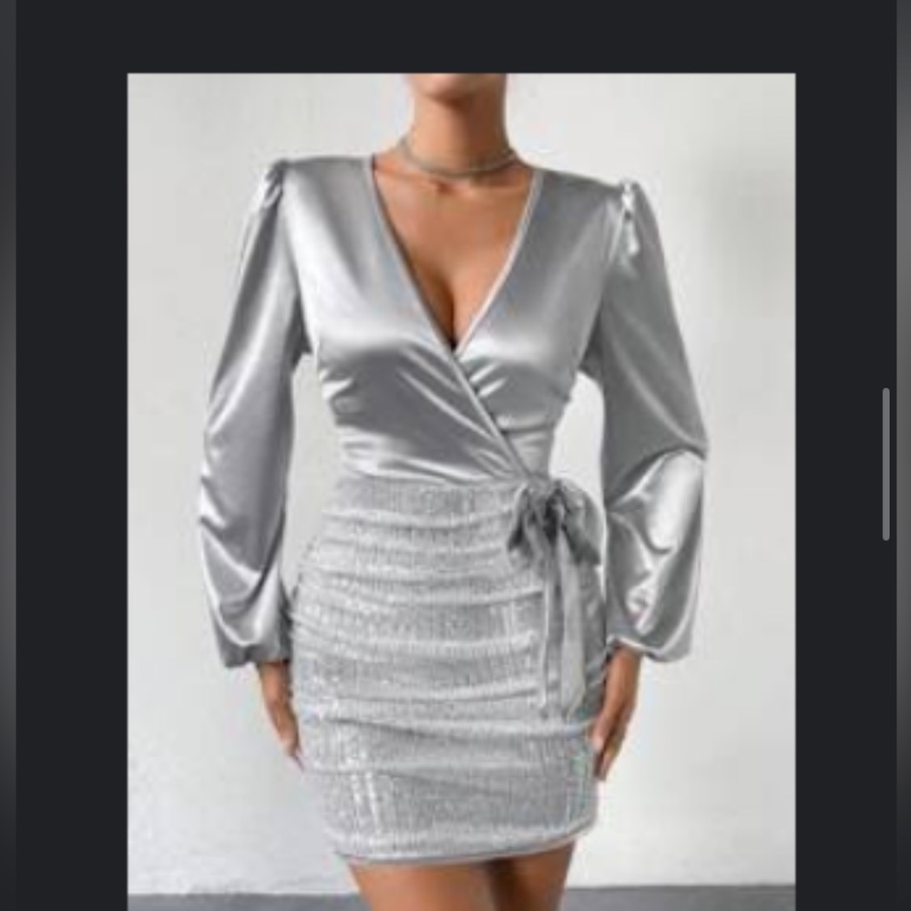 Women's Party Satin Sequins Dress